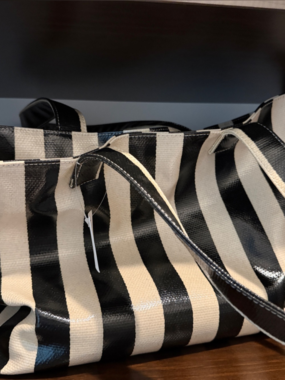 Striped Black and Cream Shoulder Bag